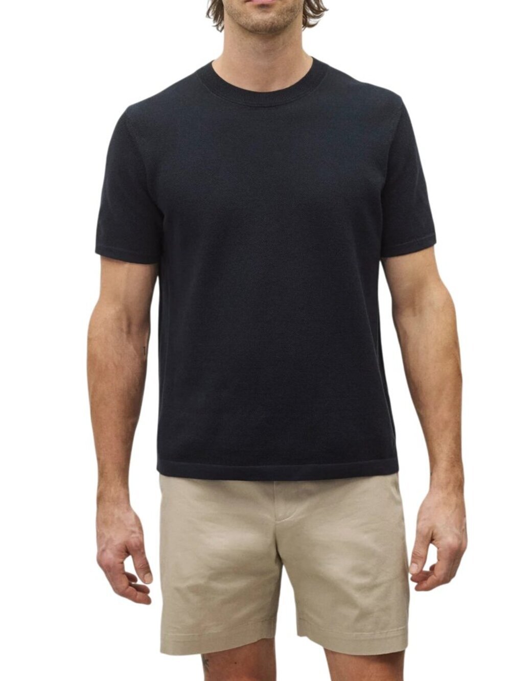 REIGNING CHAMP Navy Supima Piqué Cotton Crewneck T-Shirt Made in Canada l